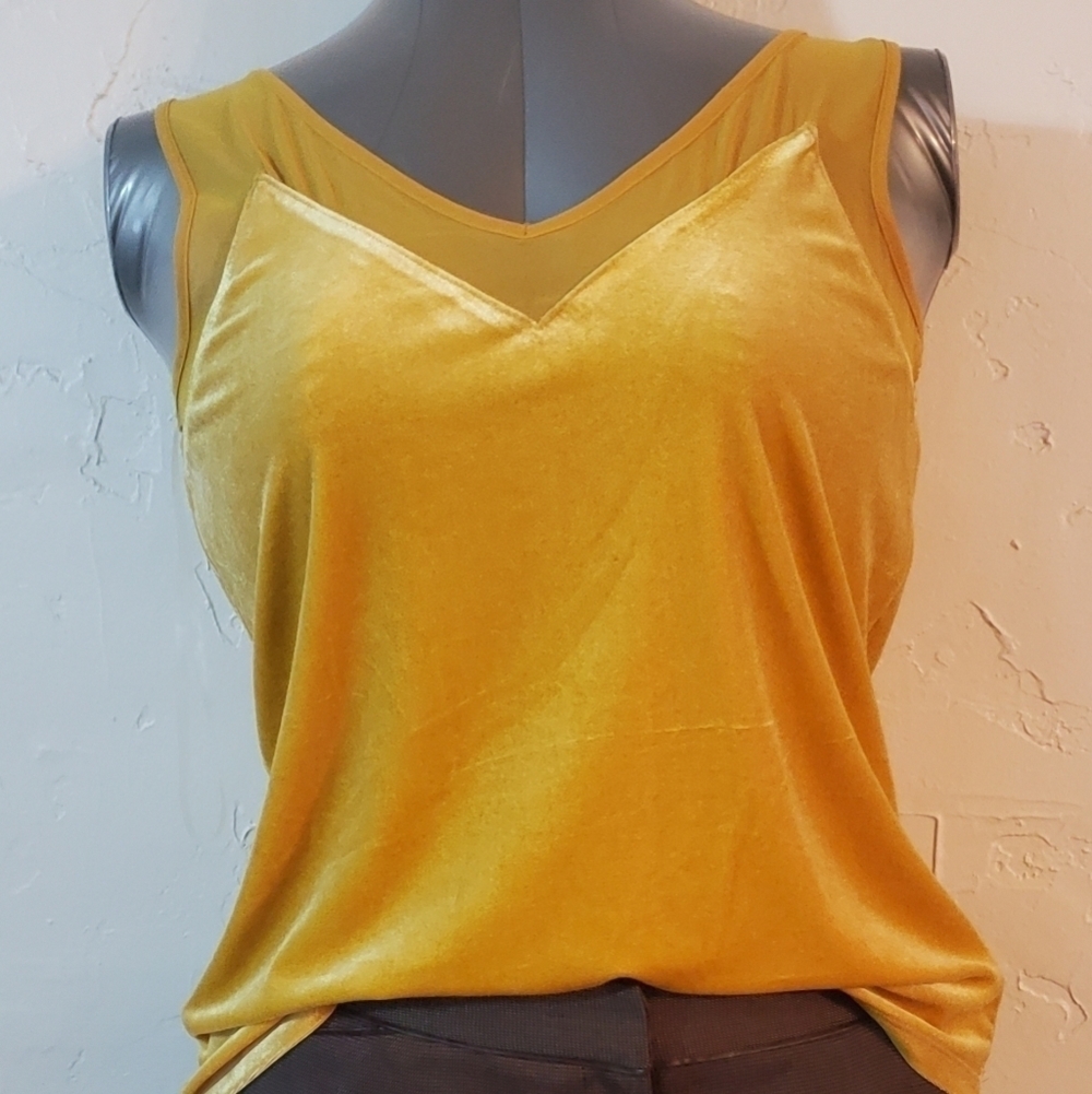 INC Gold Velour & Sheer Stretch Top - Picture 8 of 11